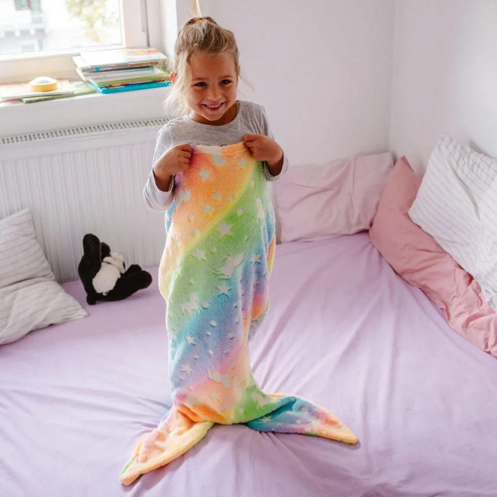 Mini Fashion™ - Świecący koc z ogonem syreny - Śpiwór syrenka