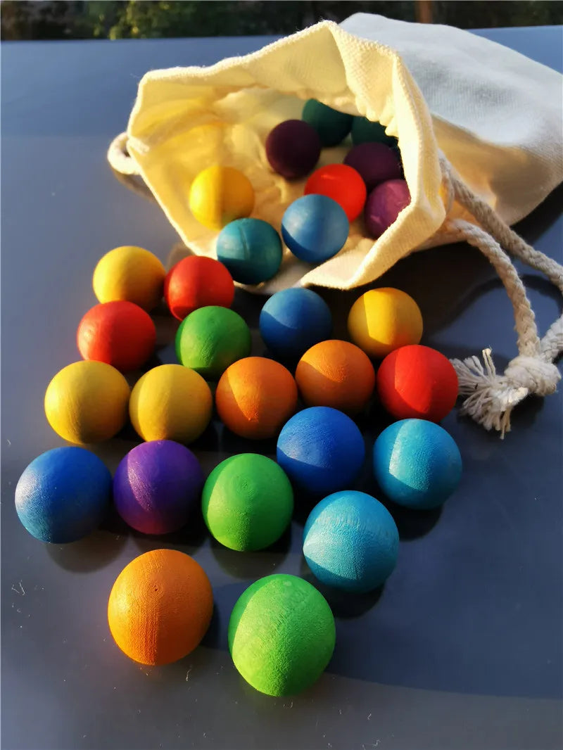 Rainbow Balls™ - Drewniane tęczowe koraliki - Zabawka sensoryczna