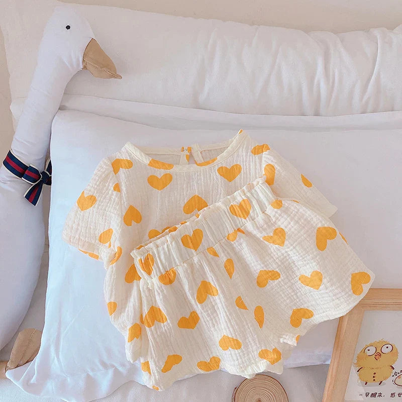 Mini Fashion™ - Letni komplet dziecięcy w serduszka - Odzież dziecięca