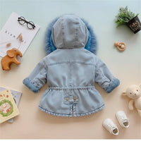 Thumbnail for FurDream – Denim Look – Kurtka zimowa z kapturem