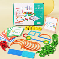Thumbnail for Sticks & Rings – Smukły i kreatywny – Drewniane puzzle z kształtami