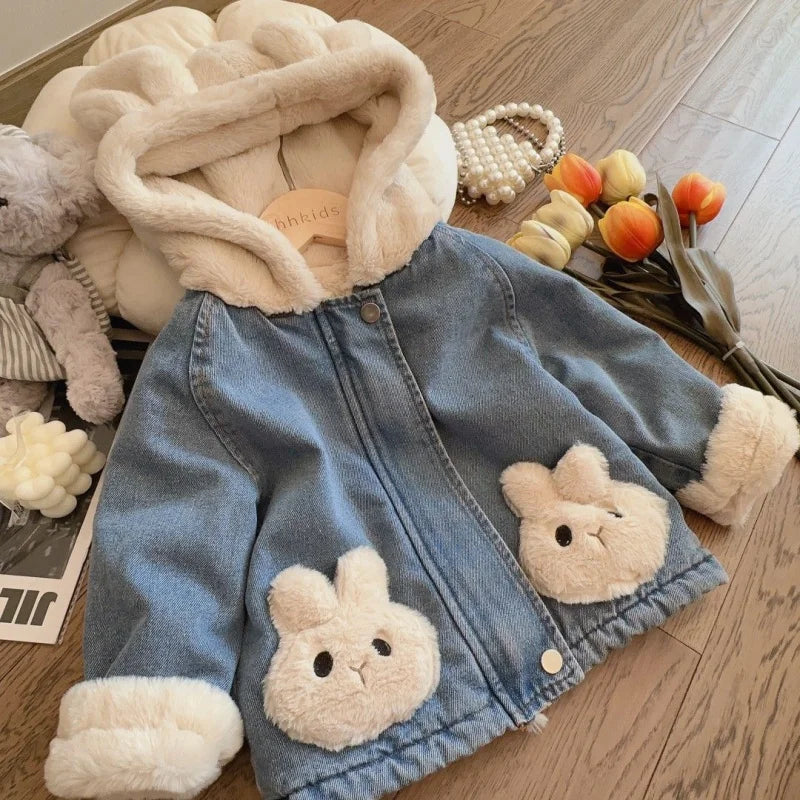 Girls Bunny Denim Coat – Ciepło i wygoda – kurtka dziecięca