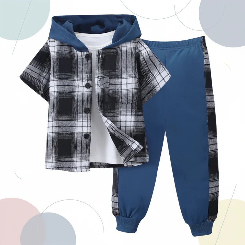 Boys Checkered Outfit – Modny i wygodny – zestaw dziecięcy w kratkę