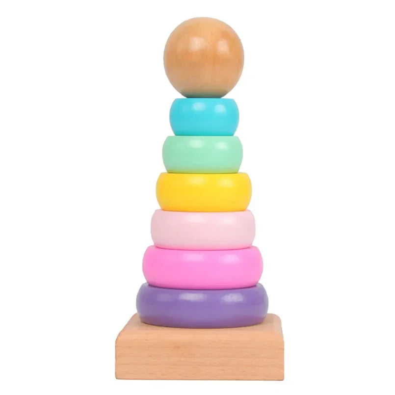 Rainbow Stacker™ - Tęczowa wieża - Drewniana układanka sensoryczna