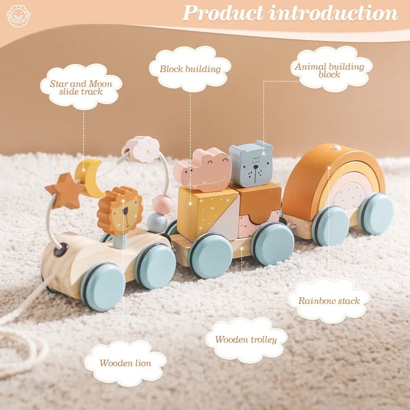 Lunar Train™ - Drewniany pociąg - Edukacyjna zabawka sensoryczna