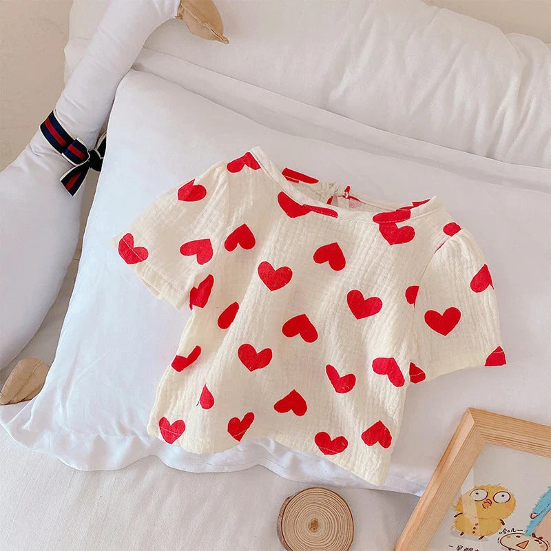 Mini Fashion™ - Letni komplet dziecięcy w serduszka - Odzież dziecięca