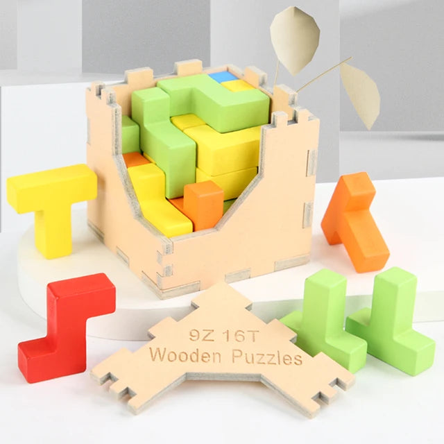 Woods™ - Układanka Tetris 3D - Drewniane puzzle geometryczne