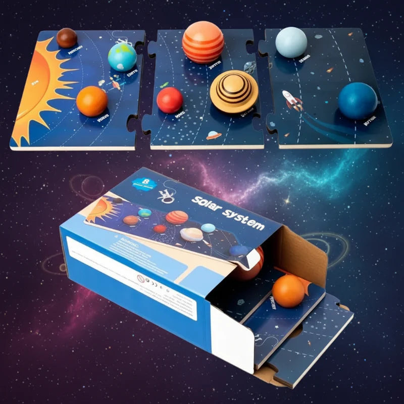 Wooden Solar System – Edukacyjny i odkrywczy – zestaw zabawowy „Planety”