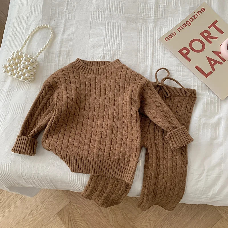 Mini Fashion™ - Spodnie i sweter z dzianiny - Odzież dla dzieci