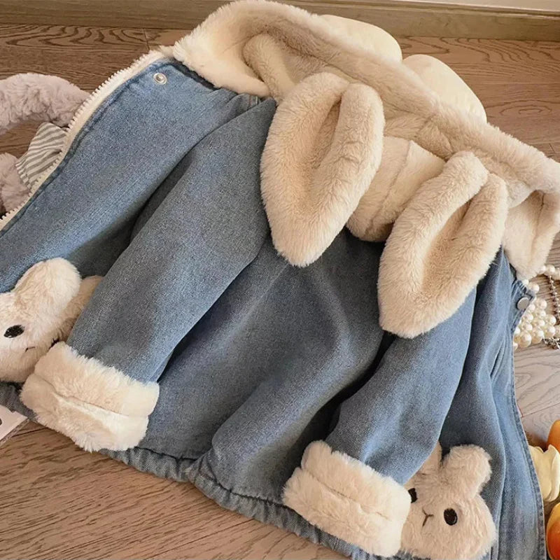 Girls Bunny Denim Coat – Ciepło i wygoda – kurtka dziecięca