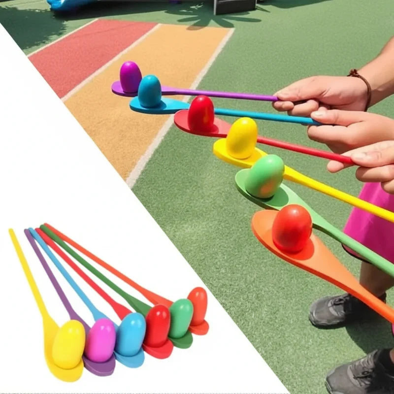 Wooden Egg Spoon Game – Motoryka i nauka – Gra równoważna „Wyścig jajek”