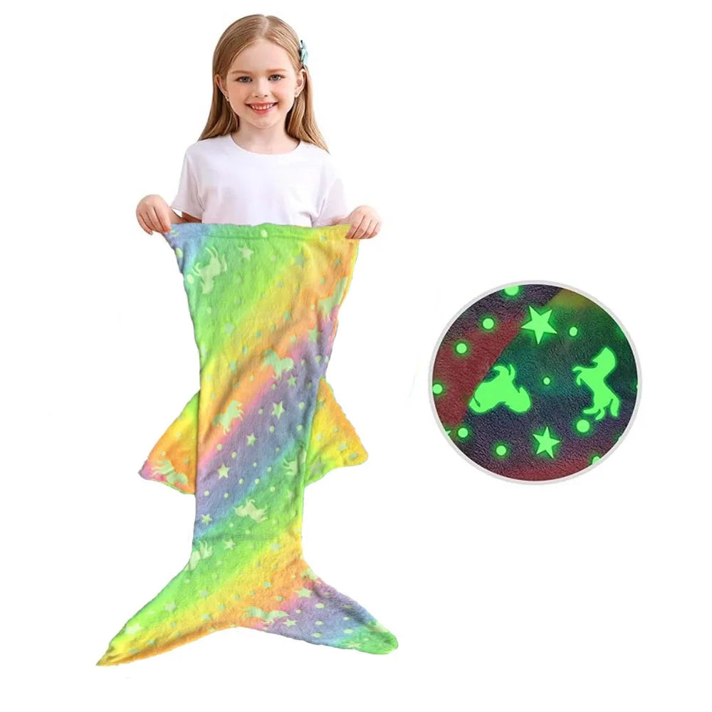 Mini Fashion™ - Świecący koc z ogonem syreny - Śpiwór syrenka