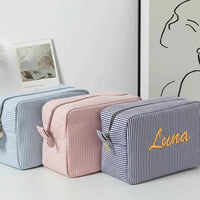 Thumbnail for Striped Name Pouch – spersonalizowana i stylowa kosmetyczka
