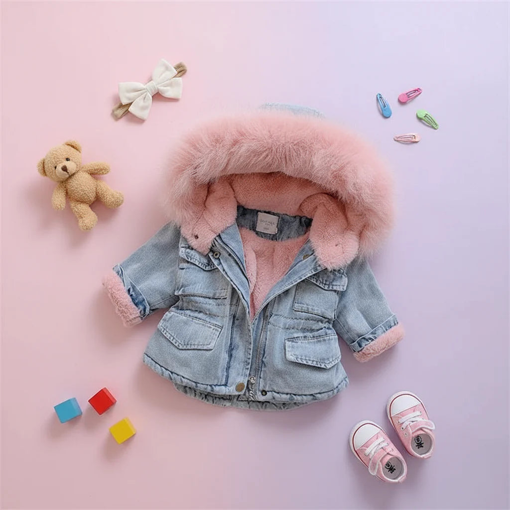 FurDream – Denim Look – Kurtka zimowa z kapturem
