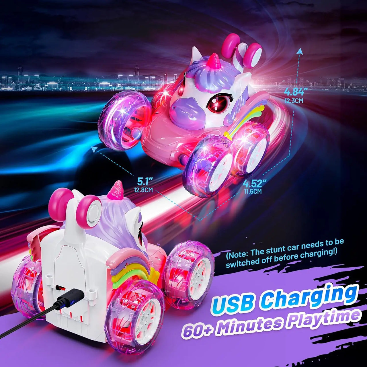 GlowRide – Kolorowy i aktywny – samochód RC z jednorożcem