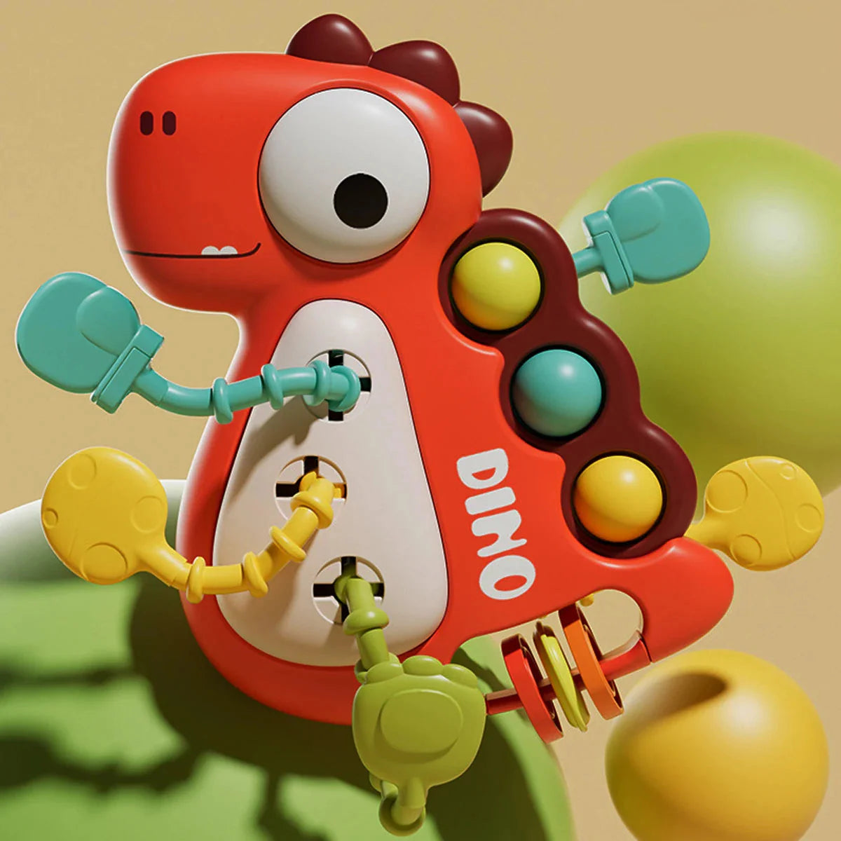 BabyDino – zabawka do gryzienia i zabawy – sensoryczna zabawka do ciągnięcia