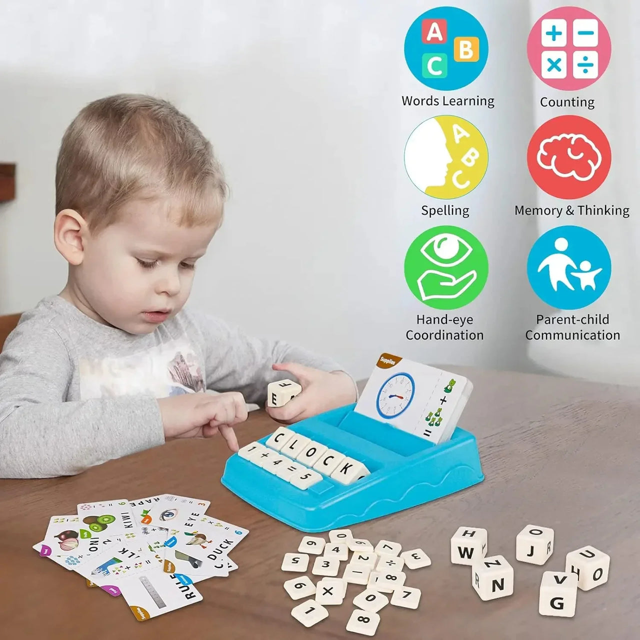 EduPlay – 2 w 1 – zestaw edukacyjny i zabawowy z kartami z alfabetem i cyframi