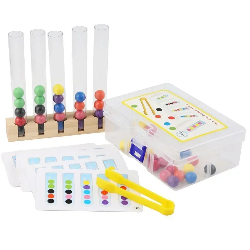 Tube Clip Beads™ - Gra logiczna kolorowe kulki - Zabawka edukacyjna