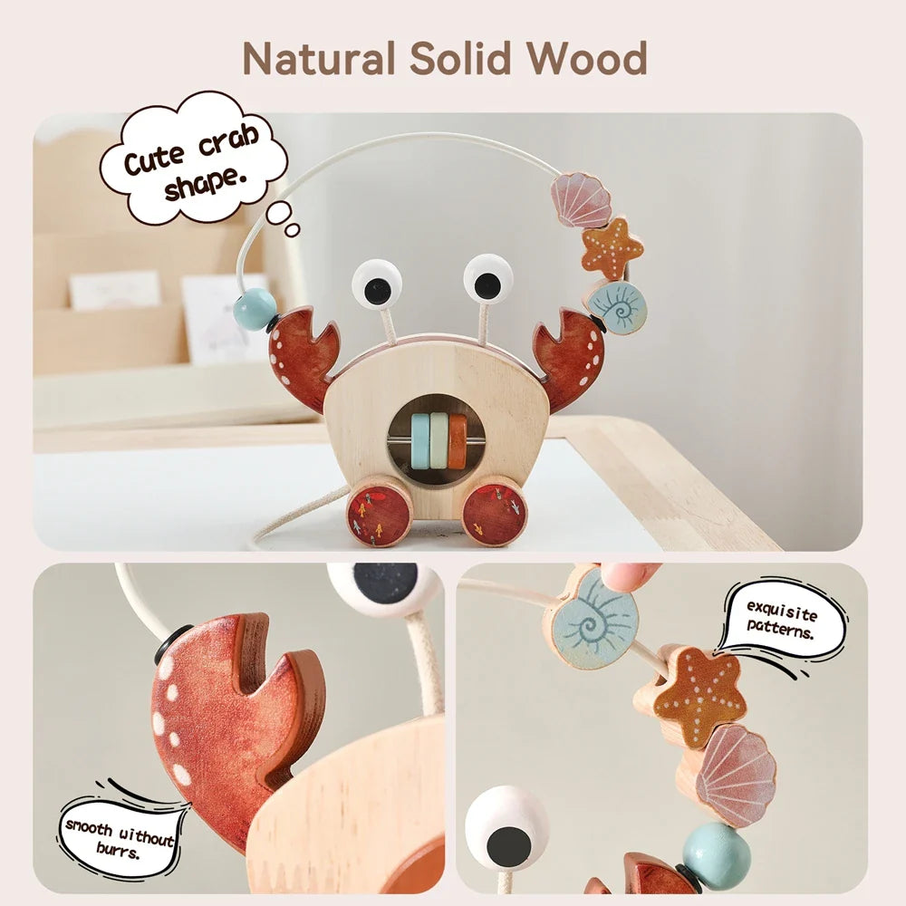 Crab Pull Toy™ – Zabawa i nauka – Drewniany krab