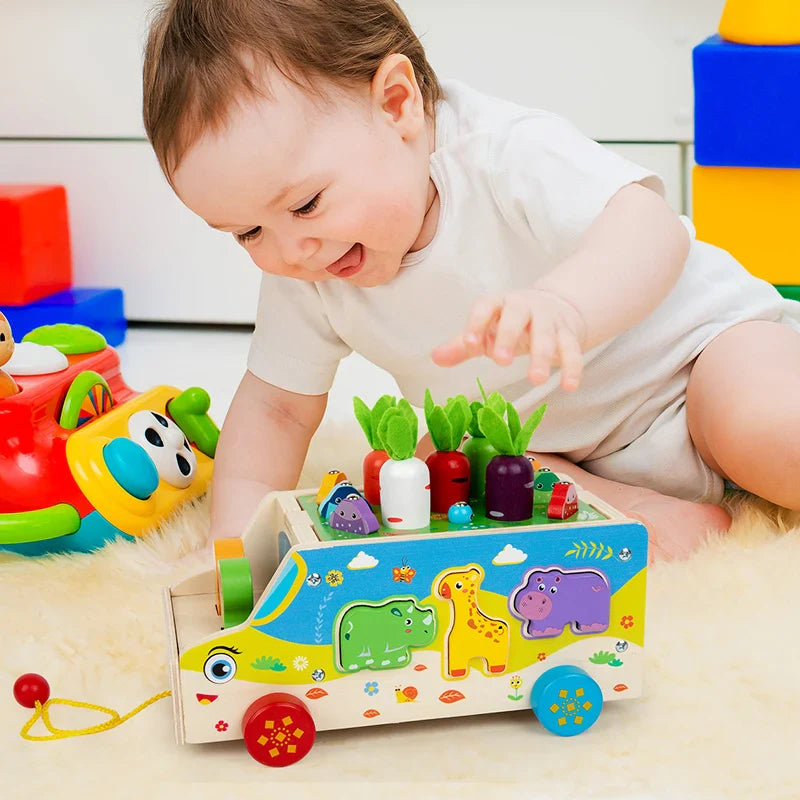 Montessori Animal Matching Toy – Edukacyjne i interaktywne – wózek z puzzlami