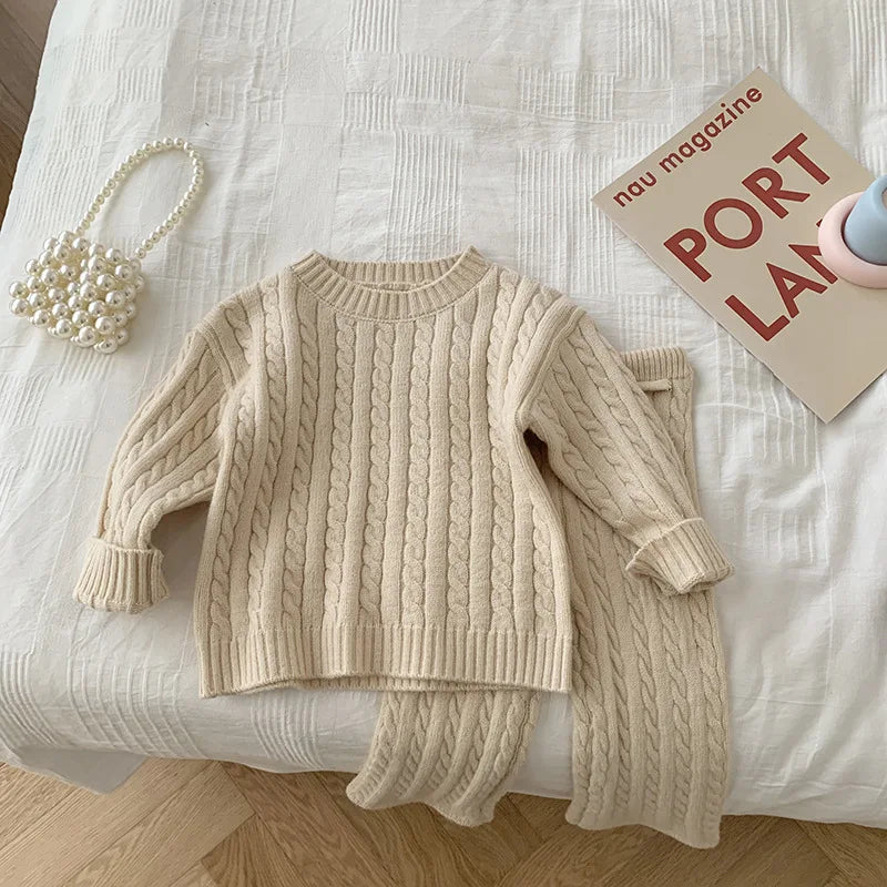 Mini Fashion™ - Spodnie i sweter z dzianiny - Odzież dla dzieci