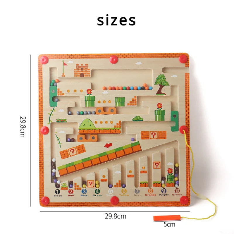 Magnetic Maze™ - Drewniana układanka magnetyczna - Zabawka edukacyjna