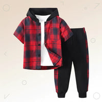 Thumbnail for Boys Checkered Outfit – Modny i wygodny – zestaw dziecięcy w kratkę