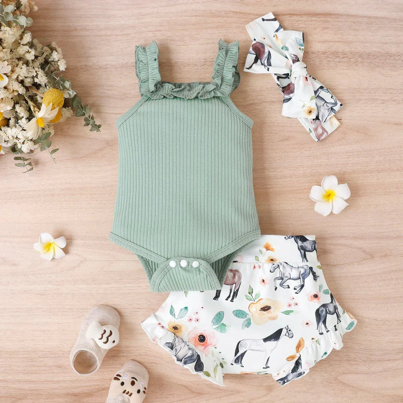 Baby Girl Summer Outfit – Urocze i zwiewne – zestaw ubranek dla niemowląt