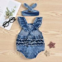 Thumbnail for Mini Fashion™ - Jeansowe body z opaską - Odzież dla dzieci