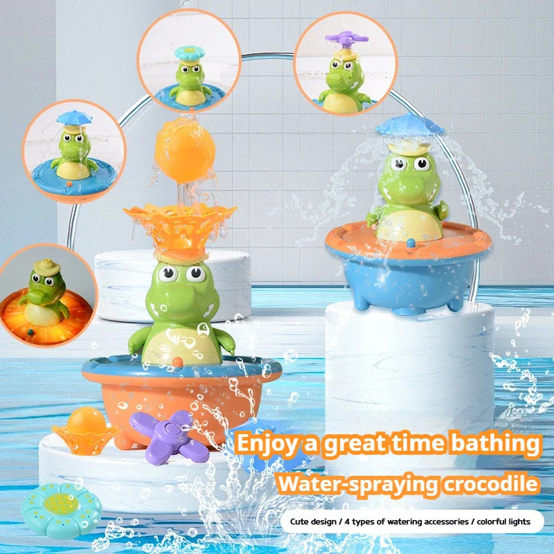 Light Up Crocodile Bath Toy – Zabawa interaktywna i wodna – Zabawki do kąpieli „Krokodylowa fontanna”