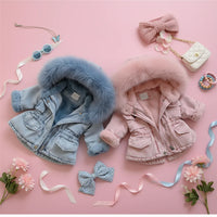 Thumbnail for FurDream – Denim Look – Kurtka zimowa z kapturem