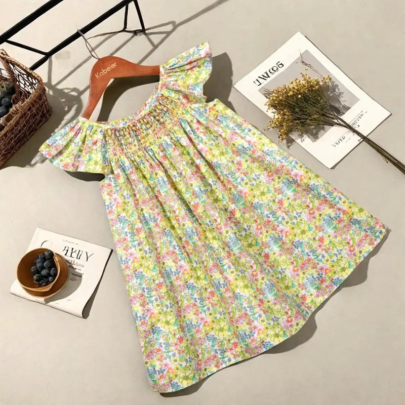 Floral Dress – Lekka i zwiewna – sukienka dla dziewczynek z falbanowymi rękawami