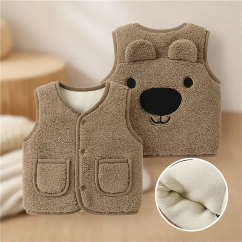 Baby Bear Fleece Vest – Ciepła i miękka – dziecięca kamizelka z motywem misia