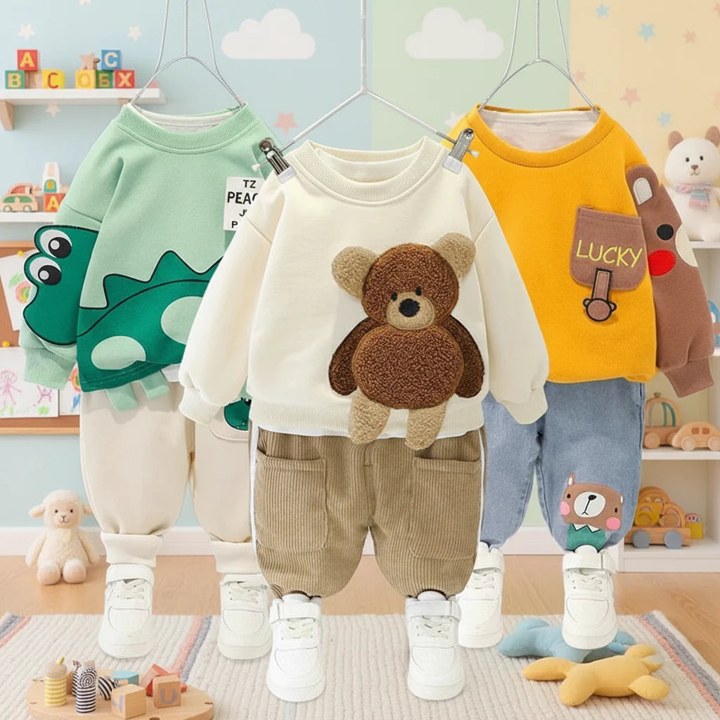 Mini Fashion™ - Ciepły i miękki – dwuczęściowy zestaw odzieży dziecięcej