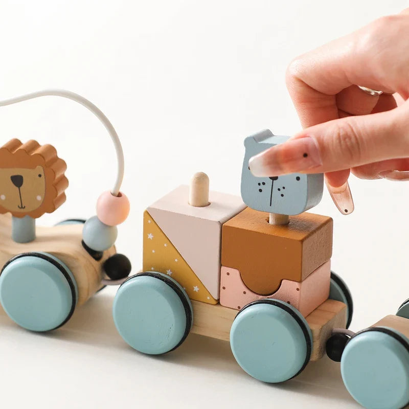 Lunar Train™ - Drewniany pociąg - Edukacyjna zabawka sensoryczna