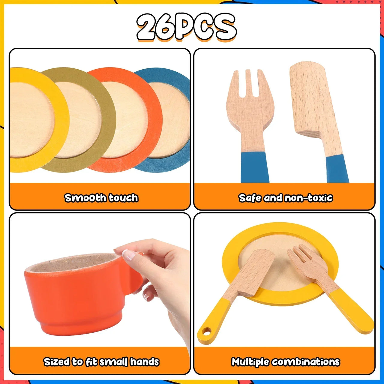 Woods™ - Kreatywny i edukacyjny - drewniany zestaw kuchenny dla dzieci