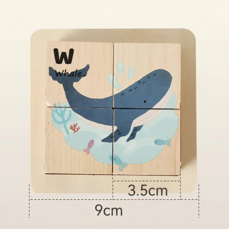 WoodMind – Kreatywne i edukacyjne – drewniane puzzle Montessori 6 w 1 z motywem zwierząt