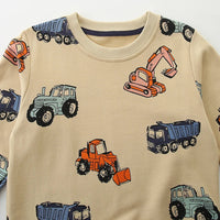 Thumbnail for TruckTales – Miękki i ciepły sweter z kolorowymi pojazdami budowlanymi