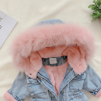 Thumbnail for FurDream – Denim Look – Kurtka zimowa z kapturem