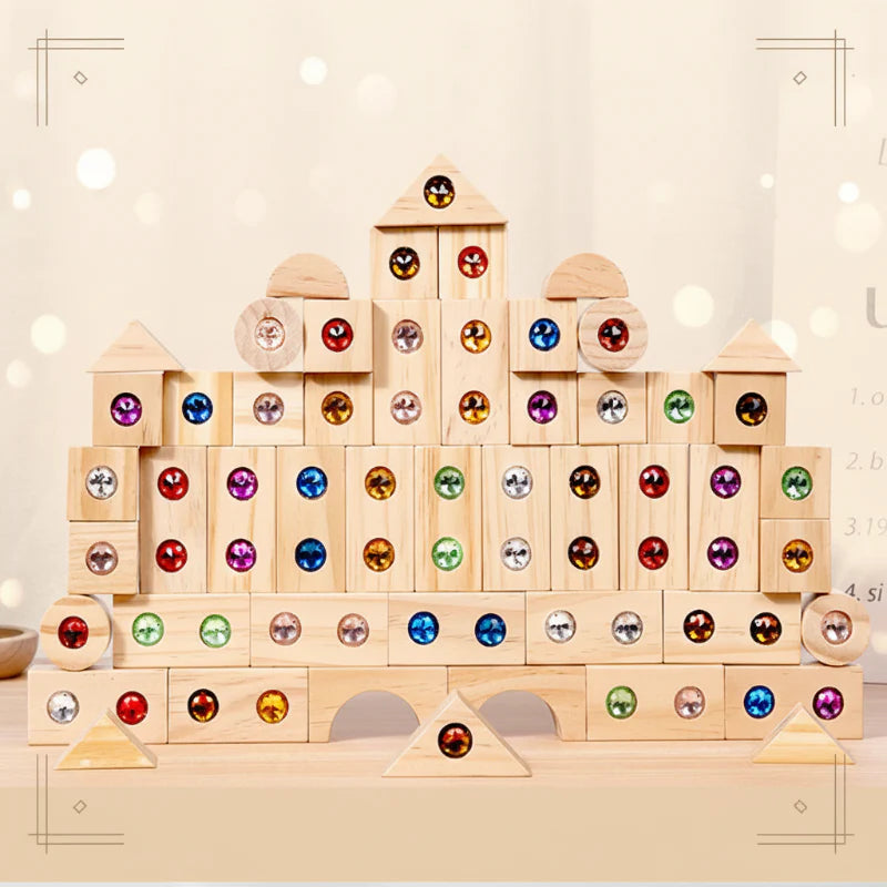 Rainbow Gem Stacking Blocks – Kreatywne i edukacyjne – zestaw drewnianych klocków do układania