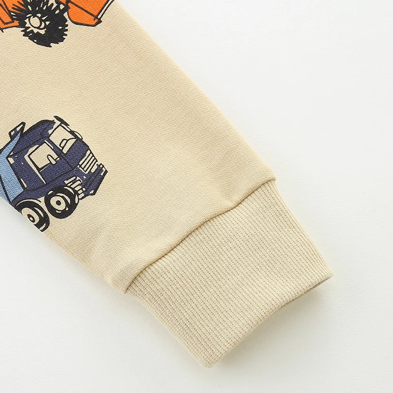 TruckTales – Miękki i ciepły sweter z kolorowymi pojazdami budowlanymi