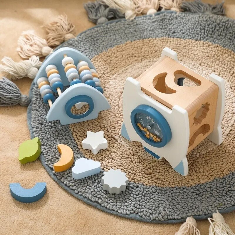Woods™ Rocket Blocks - Drewniana rakieta - Zestaw z klockami