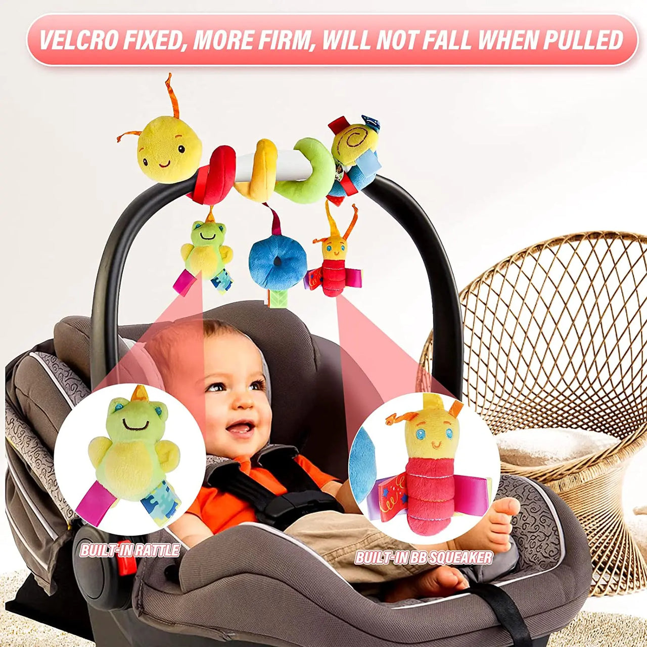 Baby Mobile Snake™ - Zabawka do wózka i samochodu - Pluszowa spirala