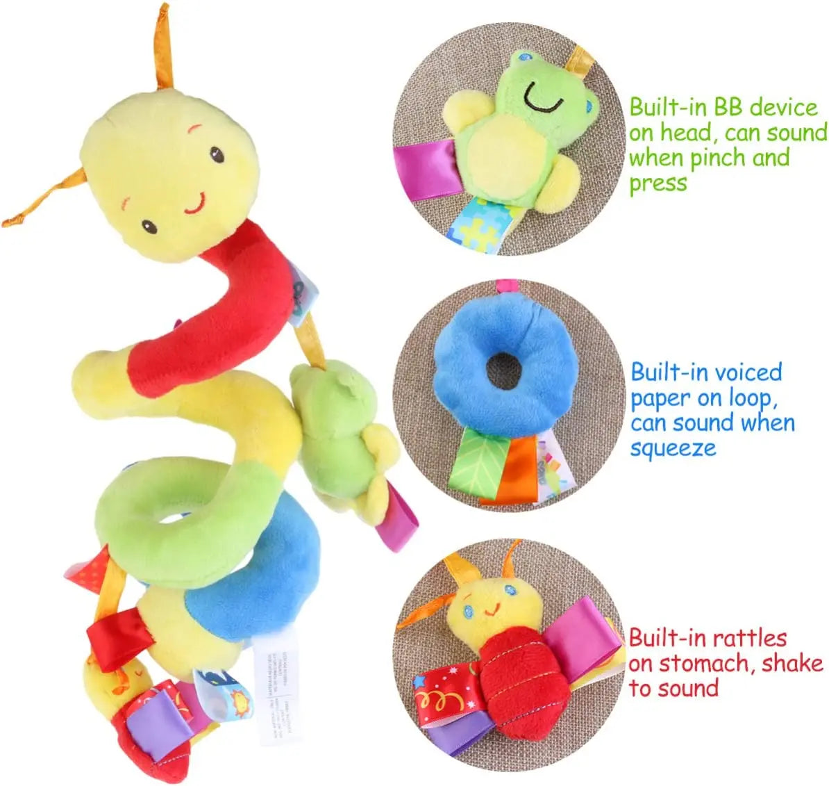 Baby Mobile Snake™ - Zabawka do wózka i samochodu - Pluszowa spirala