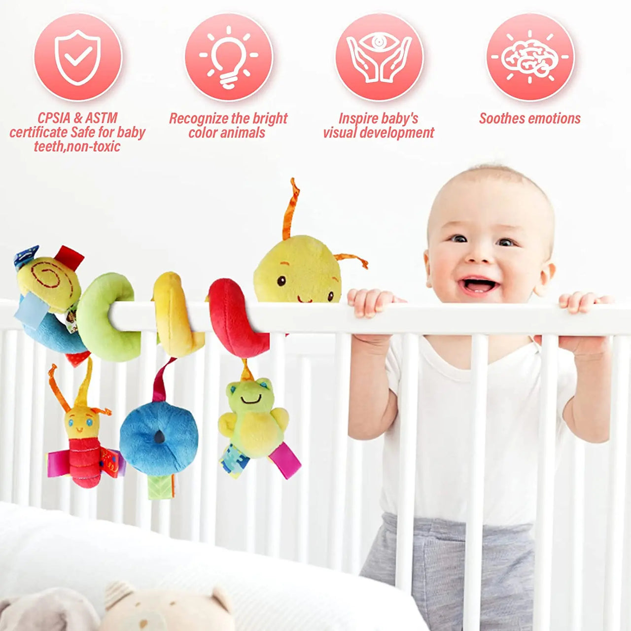Baby Mobile Snake™ - Zabawka do wózka i samochodu - Pluszowa spirala
