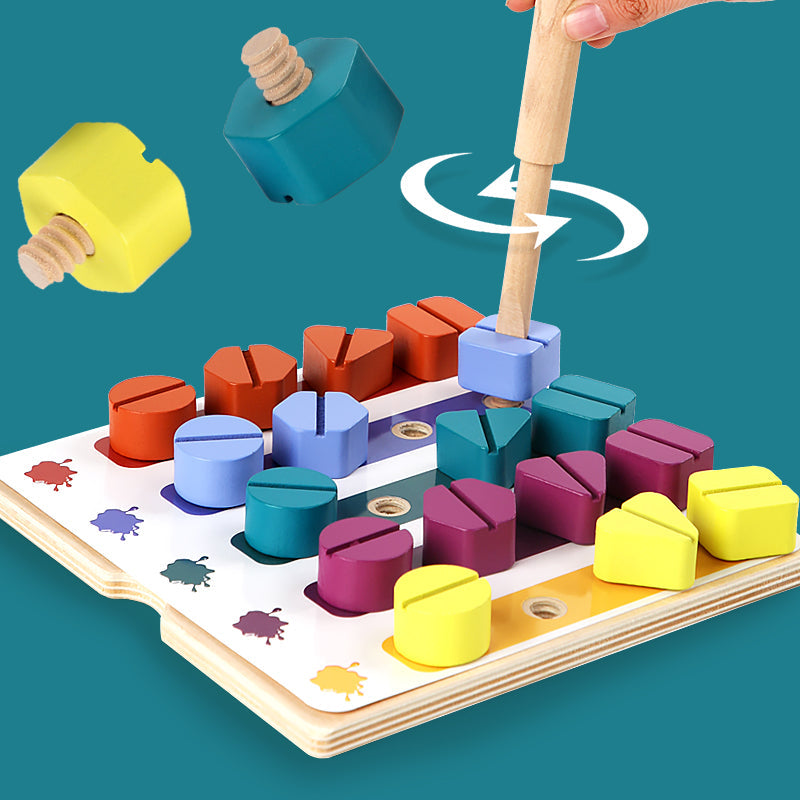 Wooden Screw Board™ - Drewniane śruby i nakrętki - Zabawka DIY