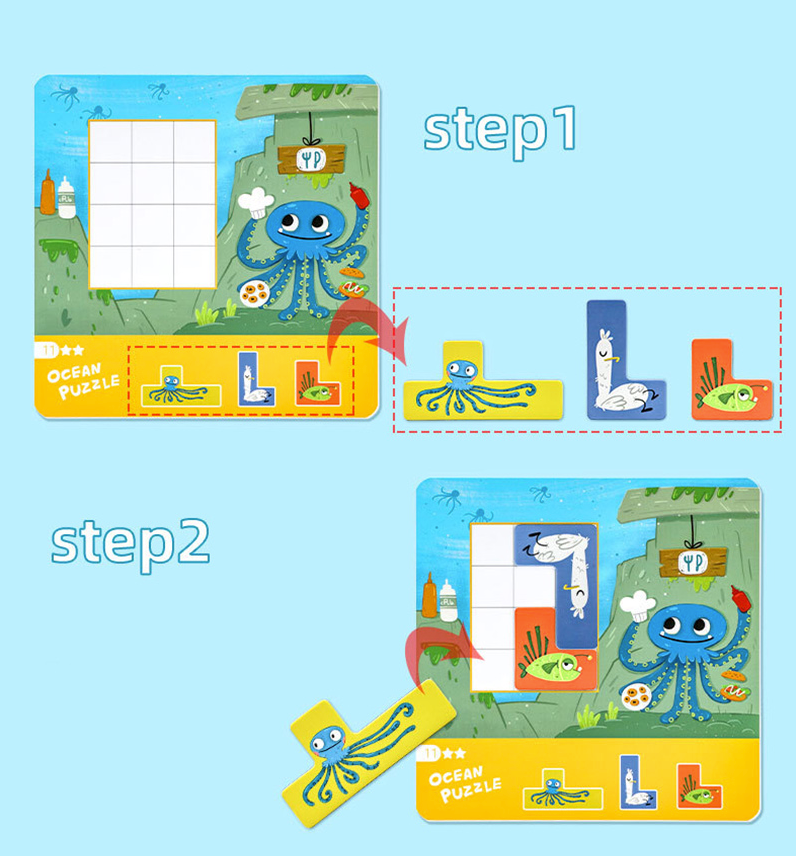 OceanPuzzle™ - Układanka z morskimi stworzeniami - Zabawka edukacyjna